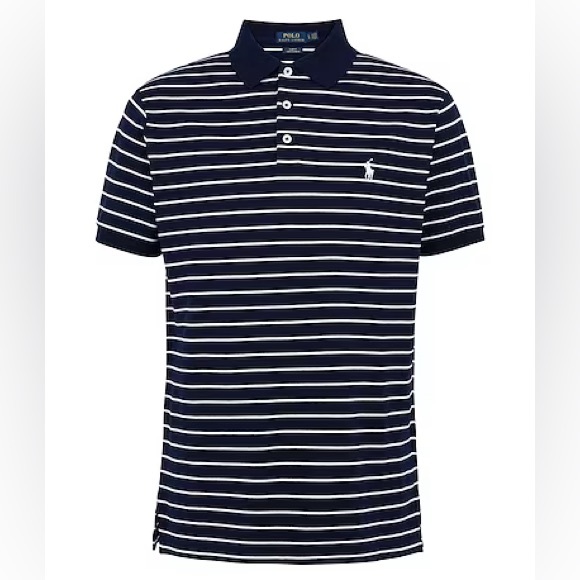 Ralph Lauren Polo - Navy Striped Short Sleeve Polo Shirt - Picture 5 of 5